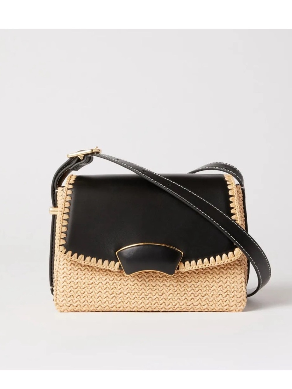 3.1 Phillip Lim ID Flap Raffia Black and Natural Woven Flap Crossbody